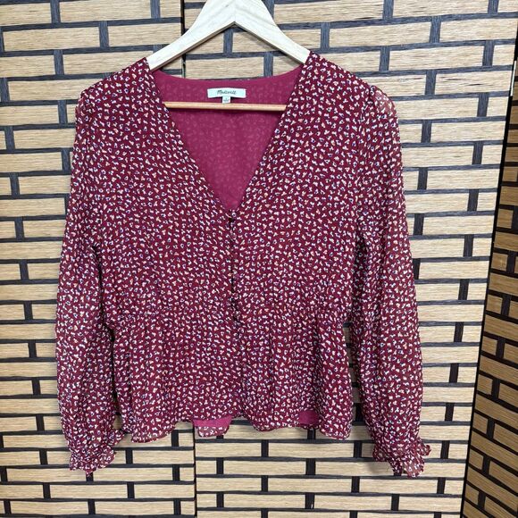 Madewell Burgundy Blouse Size Small - Picture 1 of 8